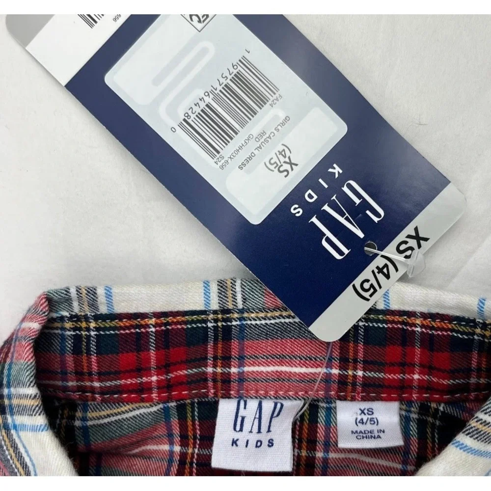 Gap Kids‎ Girls 4 5 Long Sleeve Plaid Dress Collared Cotton Holiday Casual NWT